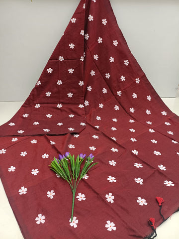 Premium Kadhi Cotton  Saree – Maroon