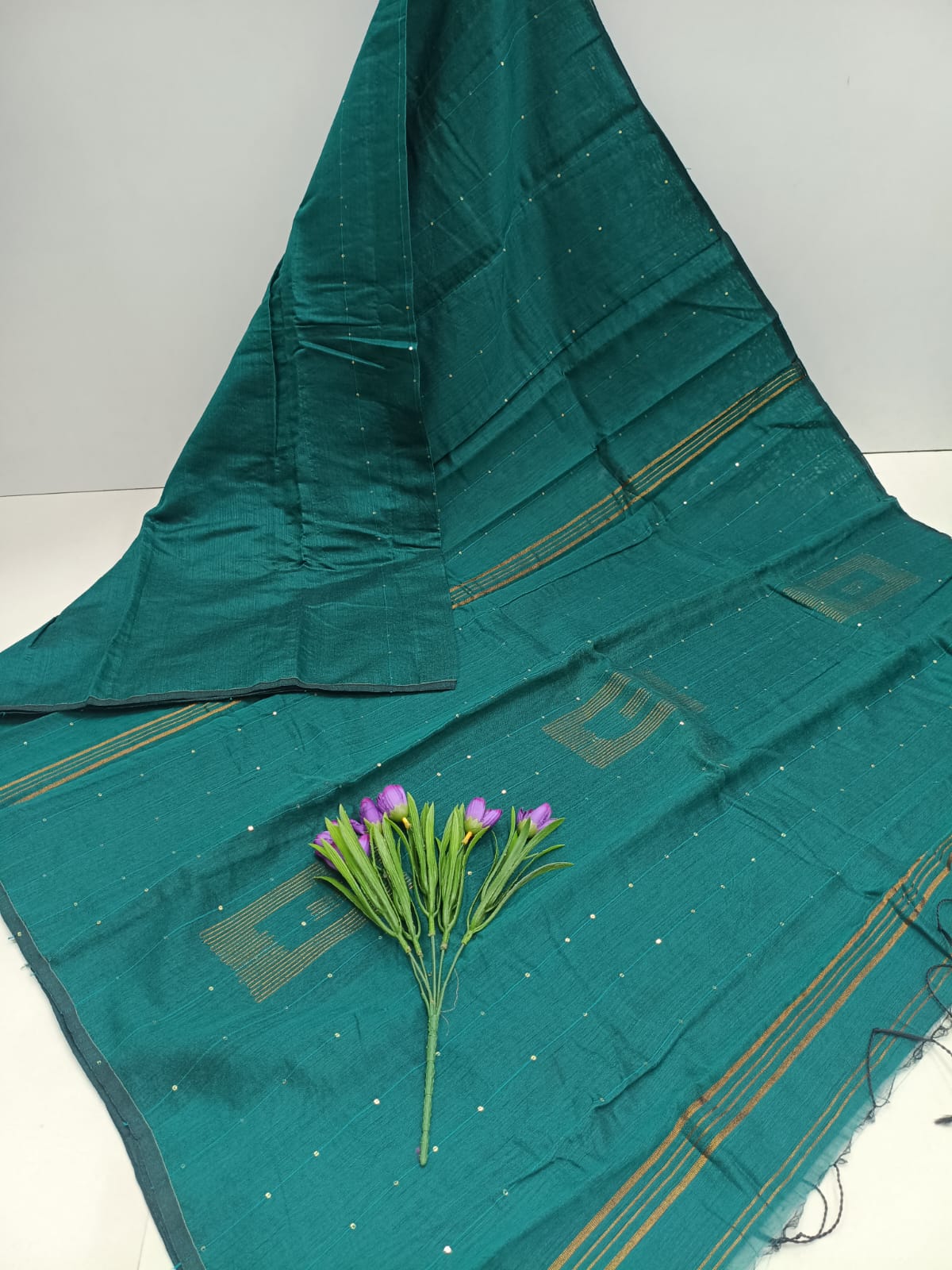 Silk Cotton Sequins Work Saree
