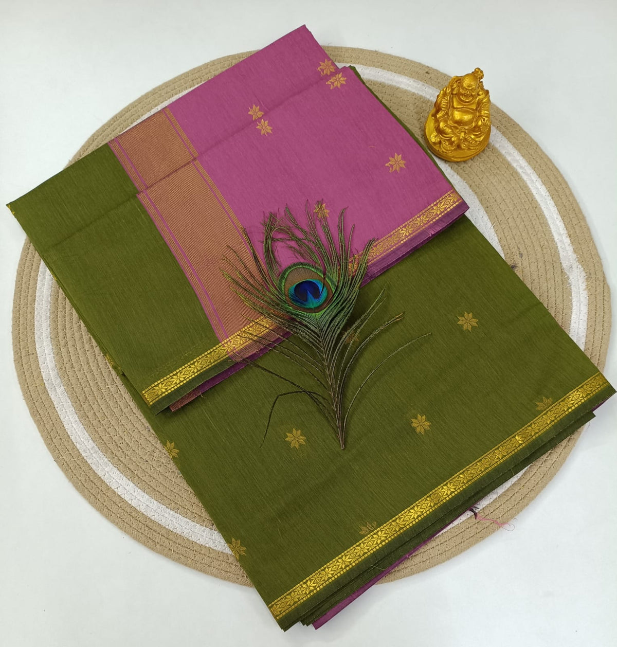 CHUTNI GREEN Maheswari Silk Cotton Saree