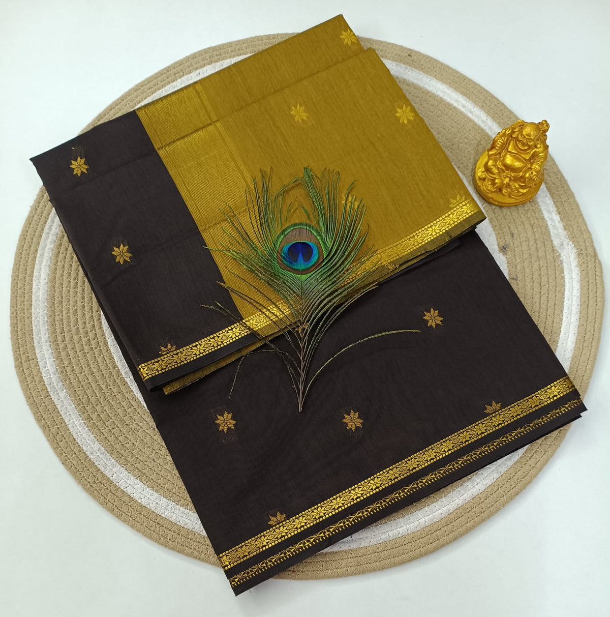 COPPIE BROWN Maheswari Silk Cotton Saree