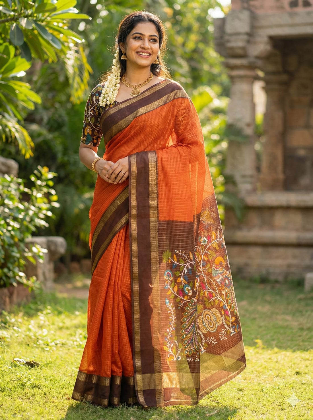 Fancy Viscose Georgette Saree with Kalamkari Blouse