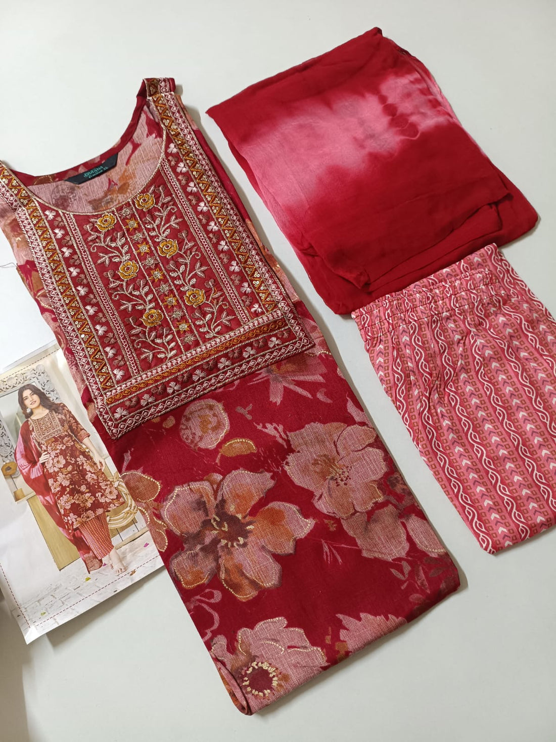 Embroidered Cotton Chudidhar Set