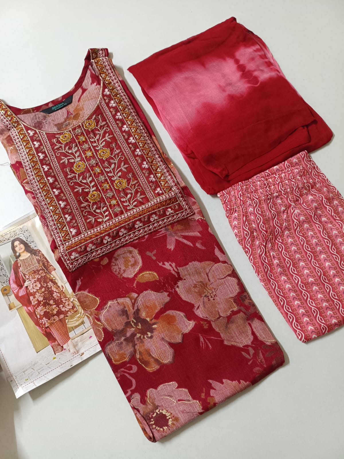 Embroidered Cotton Chudidhar Set