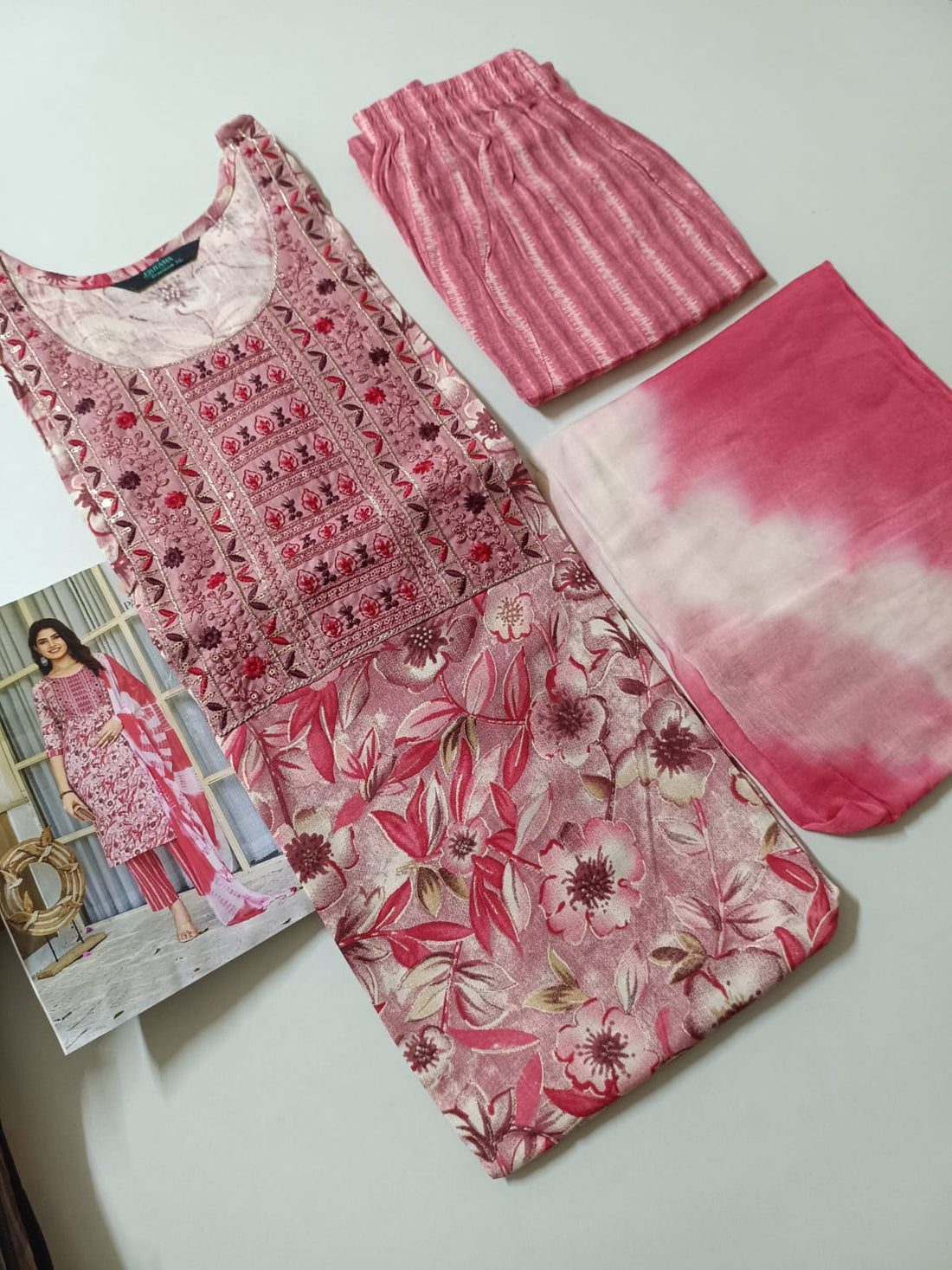 Embroidered Cotton Chudidhar Set
