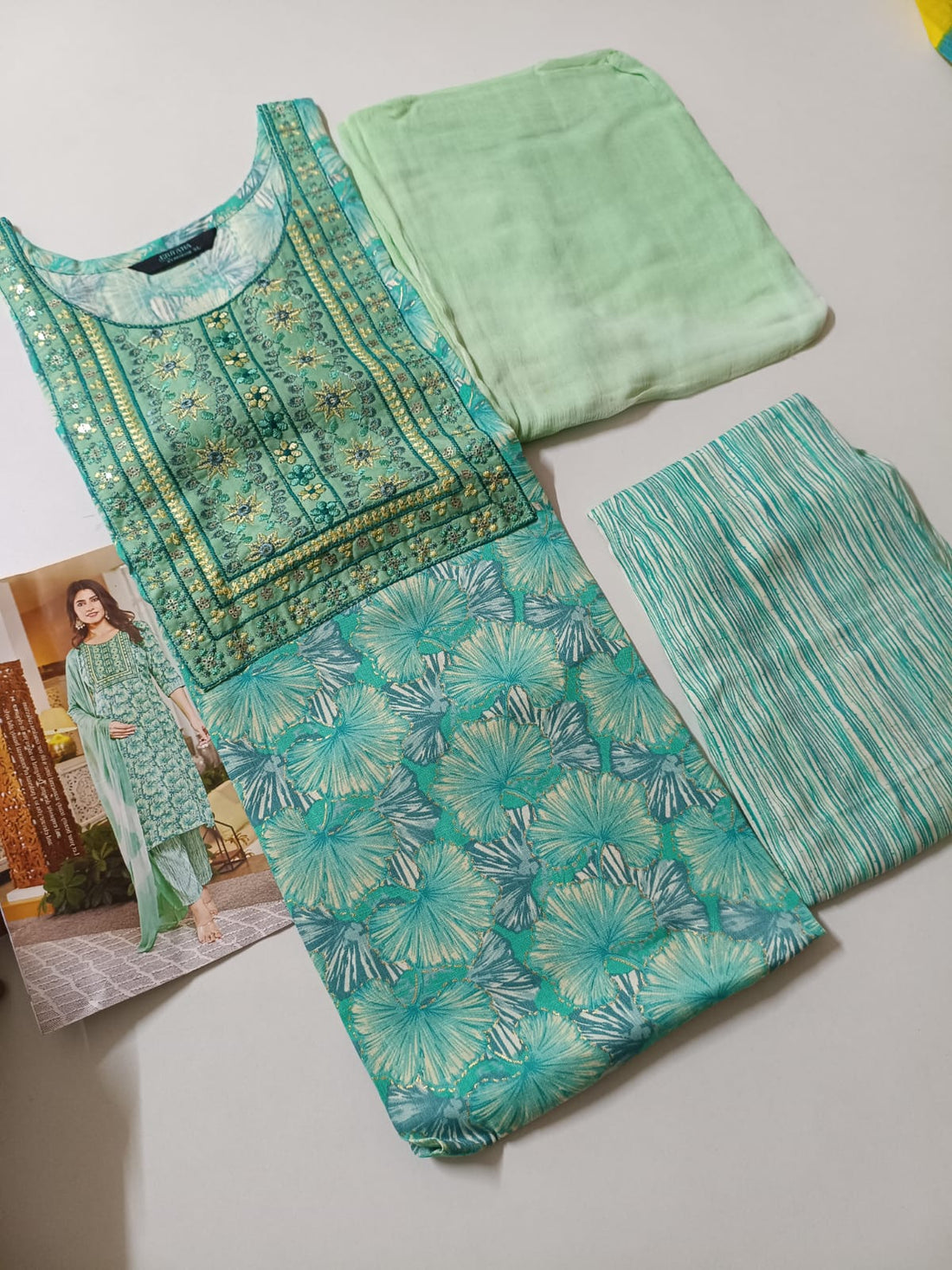 Embroidered Cotton Chudidhar Set