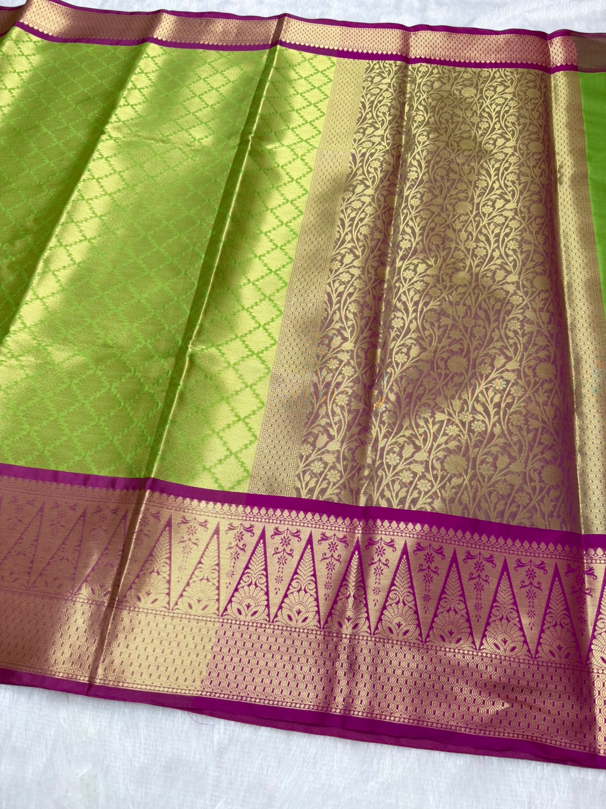 Premium Parrot Green Kattan Silk Saree