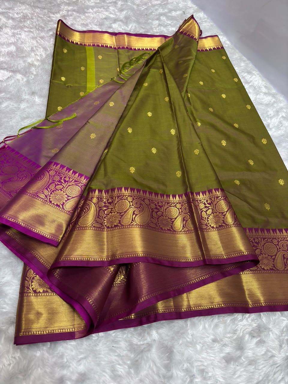 DUAL COLOUR  SEMI KATTAN SILK SAREES