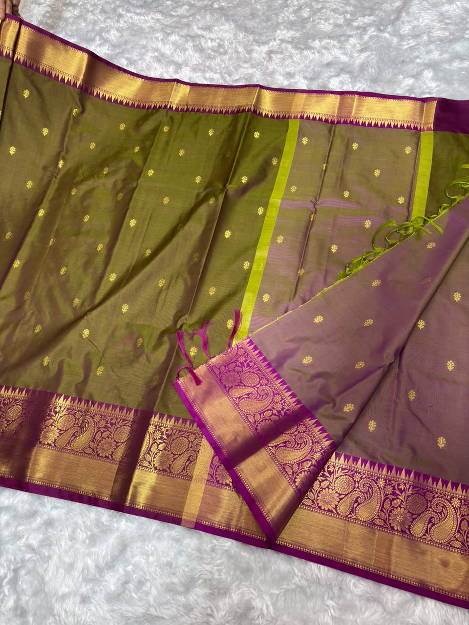 DUAL COLOUR  SEMI KATTAN SILK SAREES