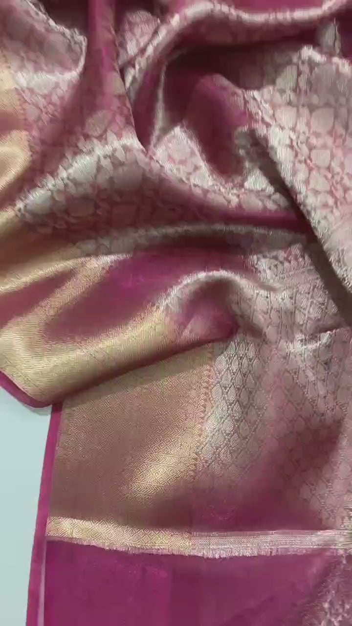 Pink Premium Wedding Banarasi Soft Silk Saree
